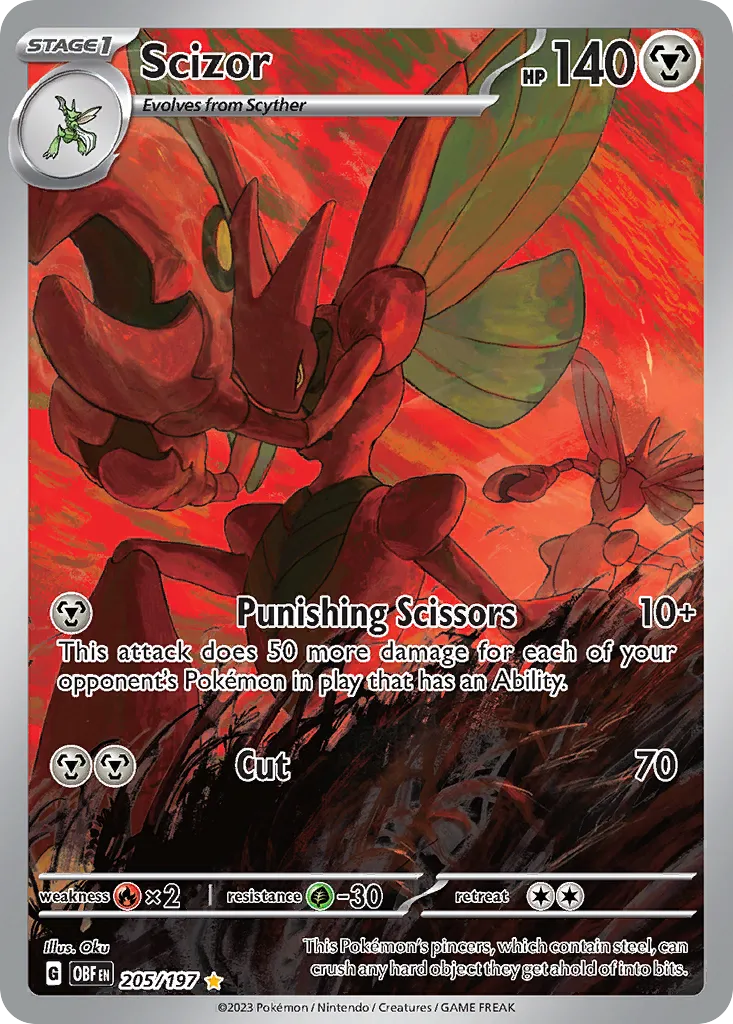 2023 Obsidian Flames Scizor #141/197 Rare card image