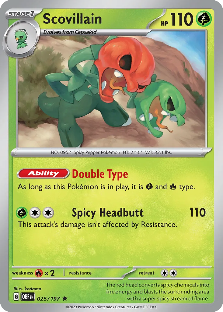 2023 Obsidian Flames Scovillain #025/197 Rare card image