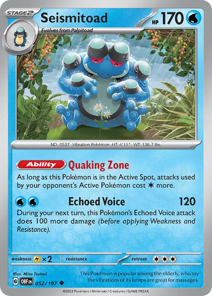 2023 Obsidian Flames Seismitoad Uncommon #052/197 Uncommon card image