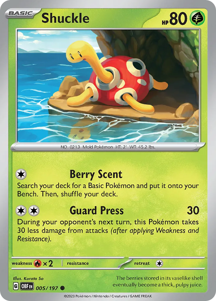 2023 Obsidian Flames Shuckle Common #005/197 Common card image
