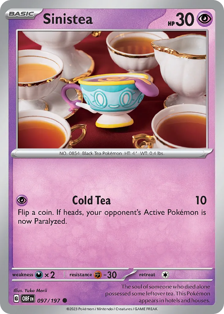 2023 Obsidian Flames Sinistea Common #097/197 Common card image