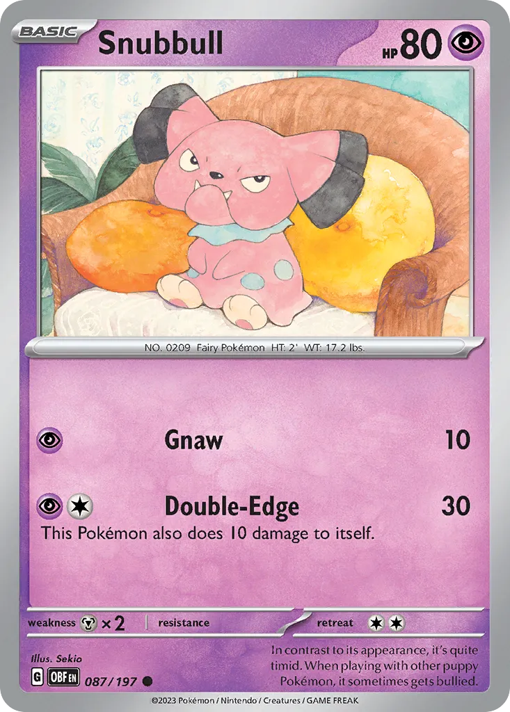 2023 Obsidian Flames Snubbull #087/197 Common card image