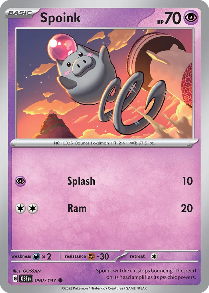2023 Obsidian Flames Spoink Common #090/197 Common card image