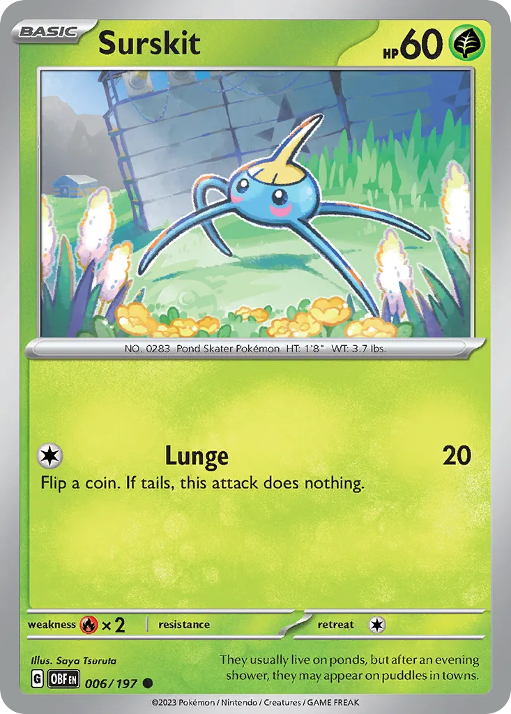 2023 Obsidian Flames Surskit Common #006/197 Common card image