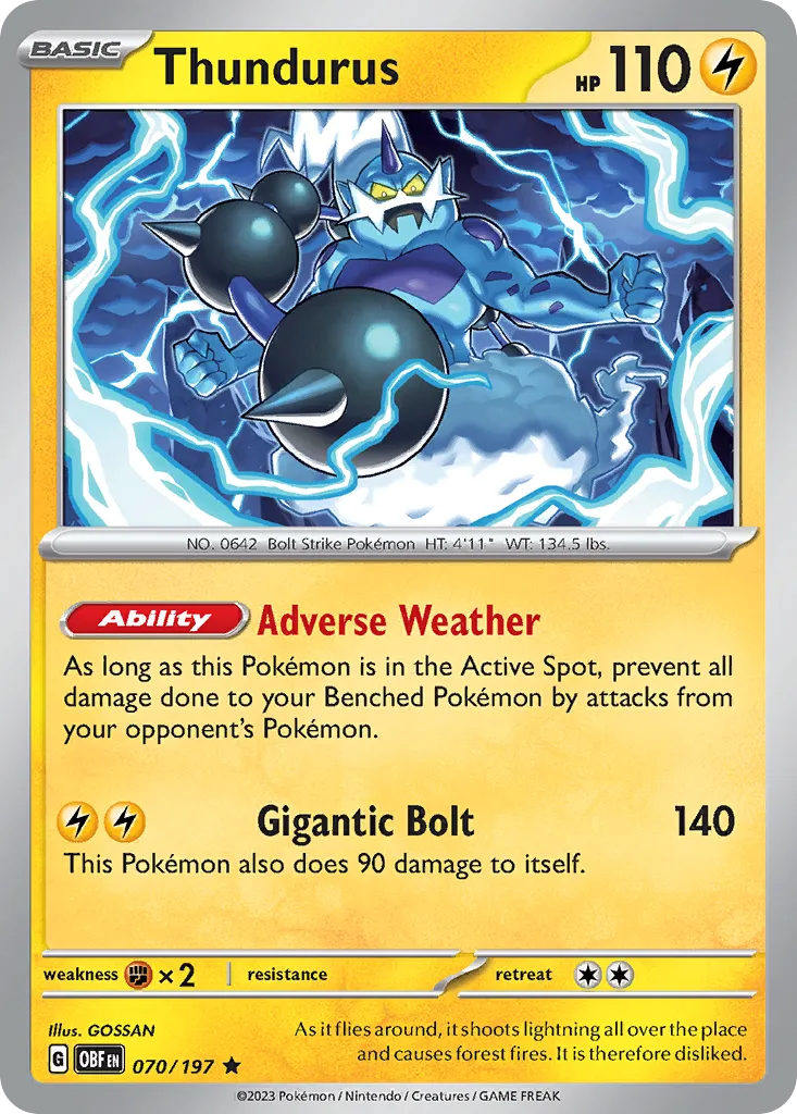 2023 Obsidian Flames Thundurus #070/197 Rare card image