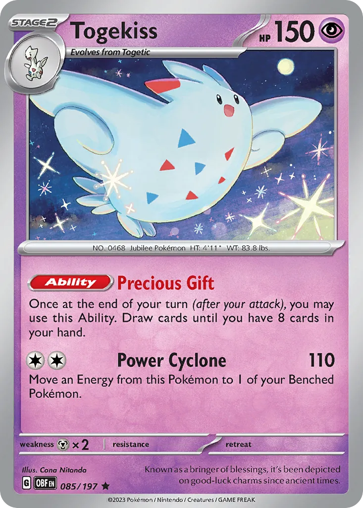 2023 Obsidian Flames Togekiss #085/197 Rare card image