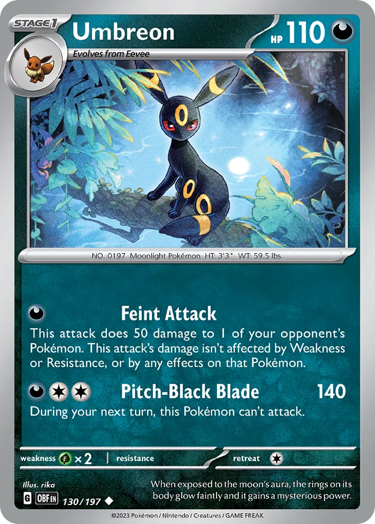 2023 Obsidian Flames Umbreon Uncommon #130/197 Uncommon card image