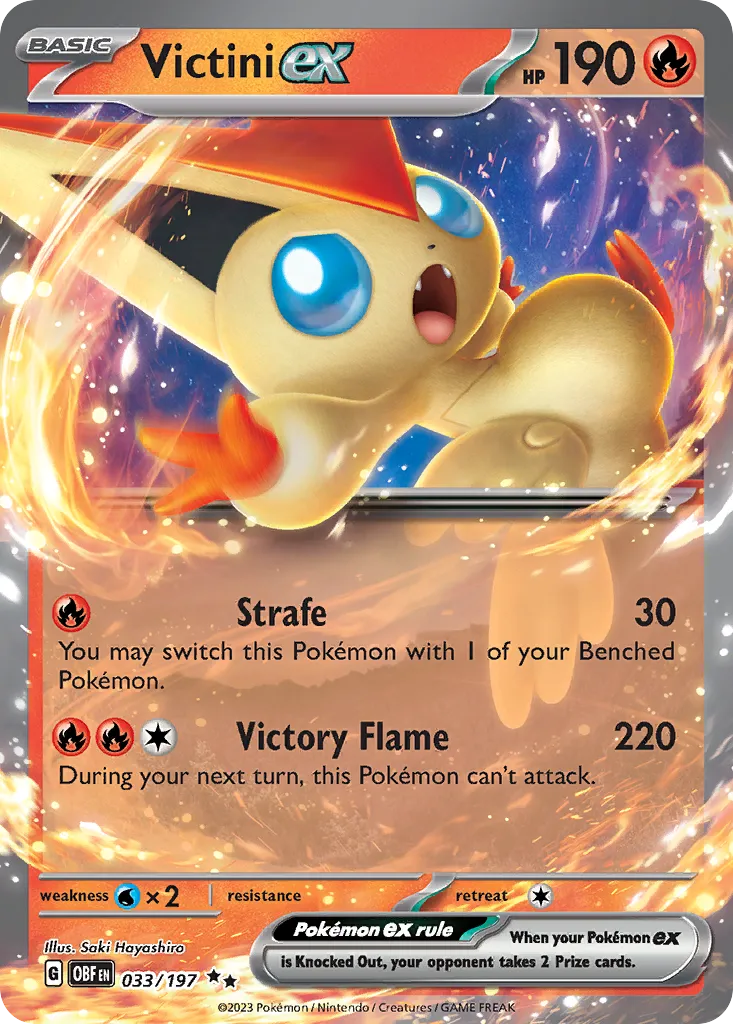 2023 Obsidian Flames Victini ex #033/197 Double Rare card image