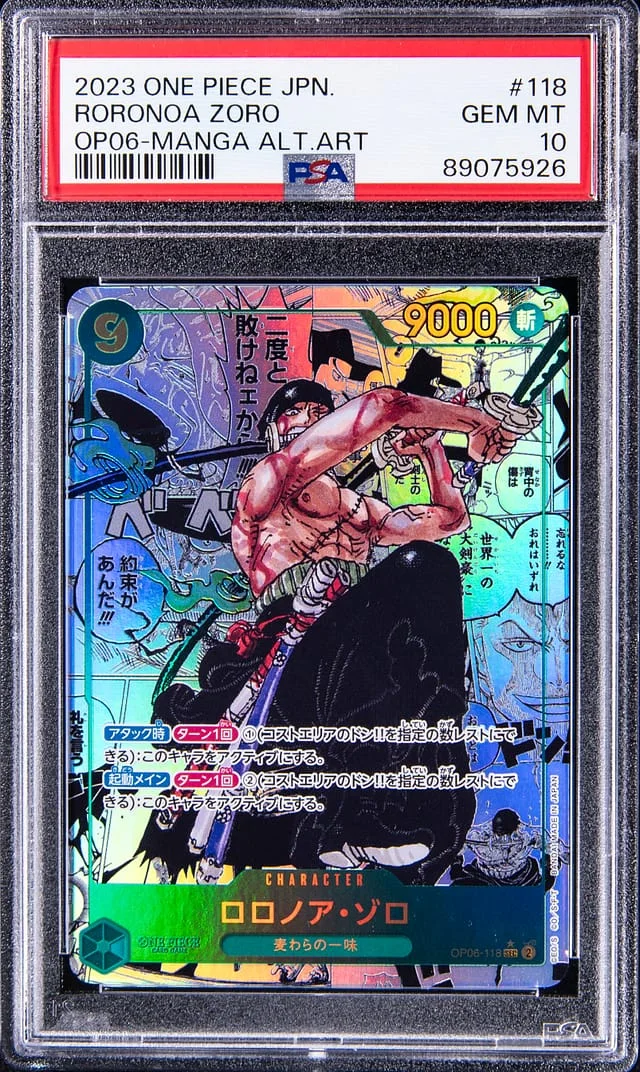 2023 One Piece Japanese OP06 Manga Alternate Art Roronoa Zoro #118 card image