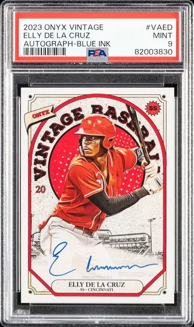 2023 Onyx Vintage Autograph-Blue Ink Elly De La Cruz #VA-ED card image