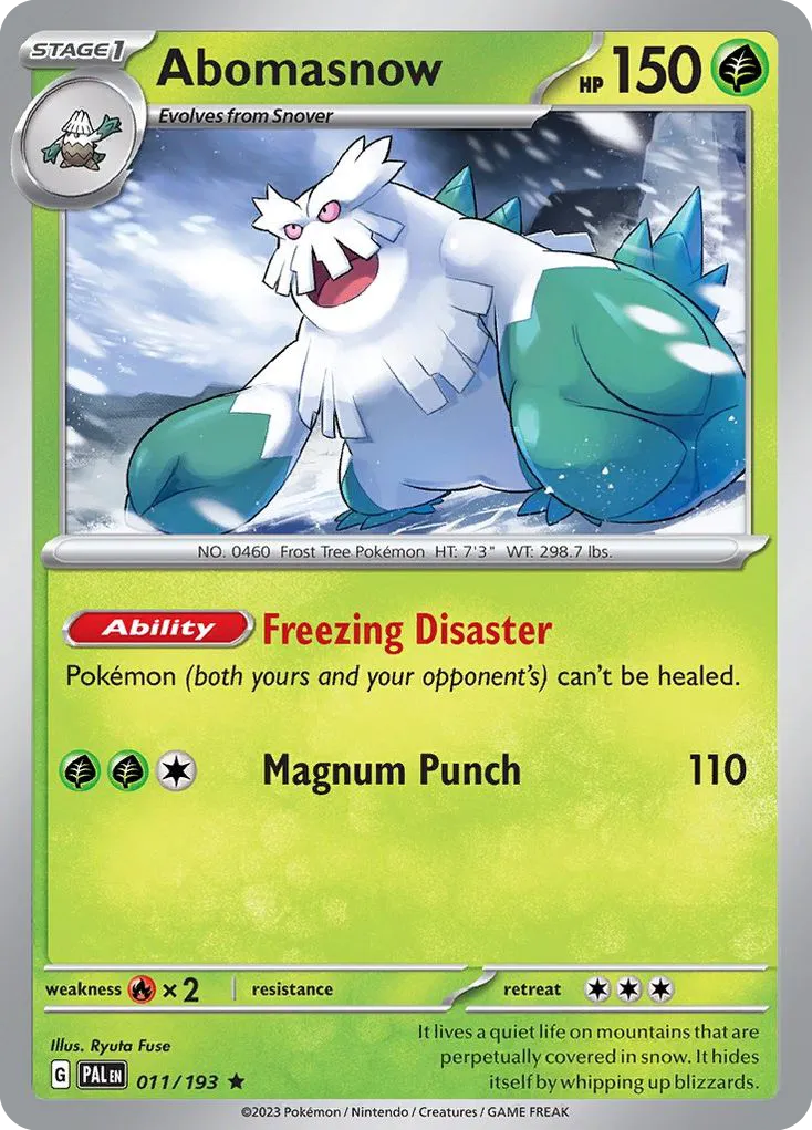 2023 Paldea Evolved Abomasnow Rare #011/193 Rare card image
