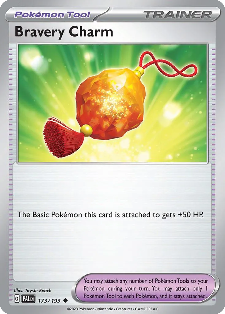 2023 Paldea Evolved Bravery Charm #173/193 Uncommon card image