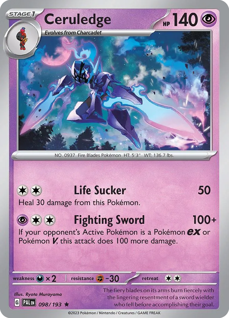 2023 Paldea Evolved Ceruledge Rare #098/193 Rare card image