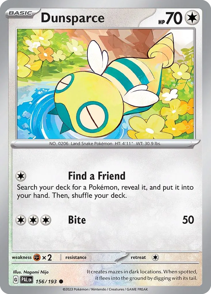 2023 Paldea Evolved Dunsparce Common #156/193 Common card image