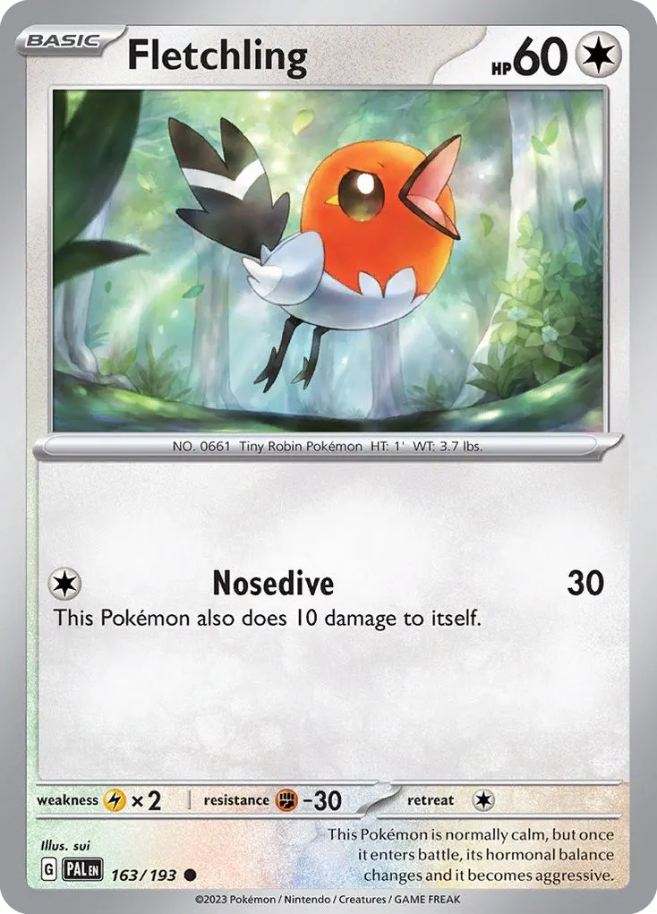 2023 Paldea Evolved Fletchling Common #163/193 Common card image