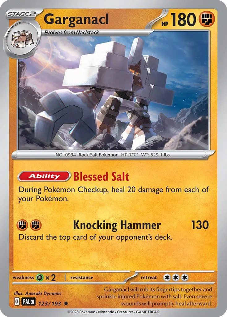 2023 Paldea Evolved Garganacl #123/193 Rare card image