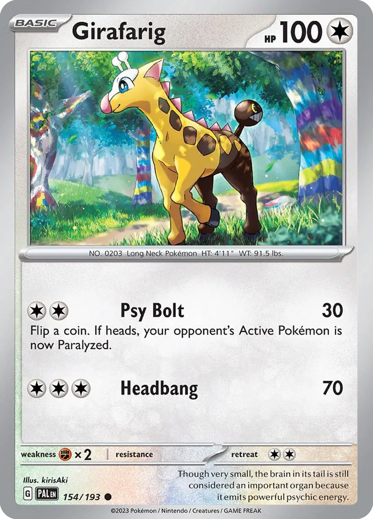 2023 Paldea Evolved Girafarig Common #154/193 Common card image
