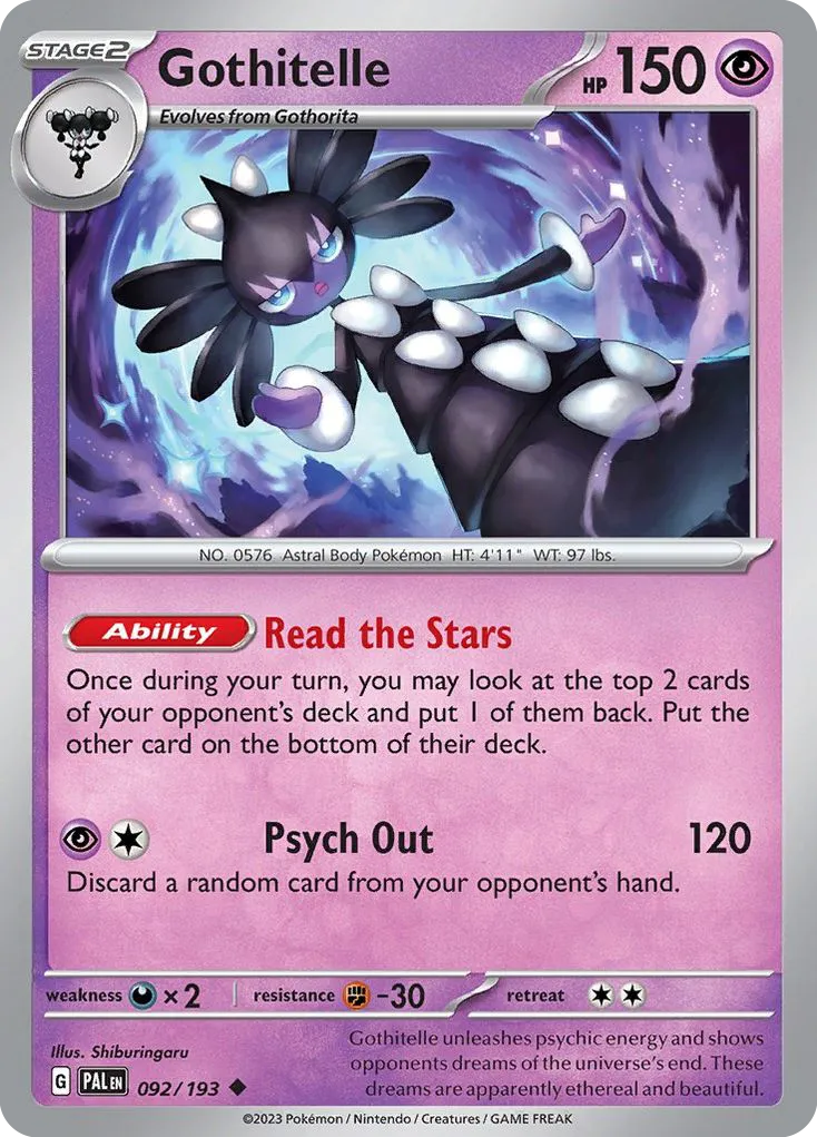 2023 Paldea Evolved Gothitelle Uncommon #092/193 Uncommon card image