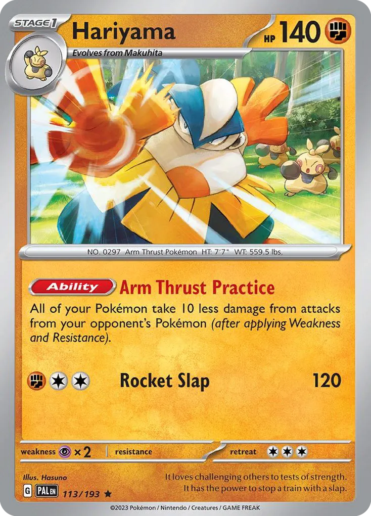 2023 Paldea Evolved Hariyama #113/193 Rare card image