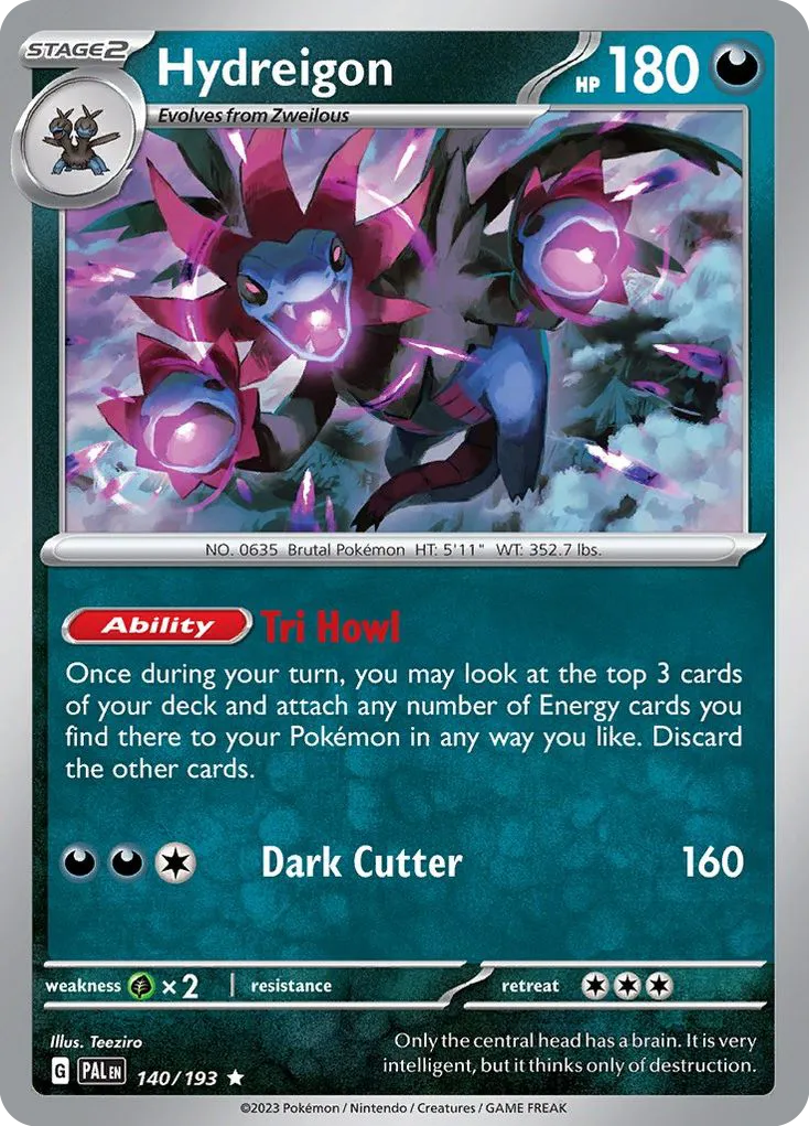 2023 Paldea Evolved Hydreigon Rare #140/193 Rare card image