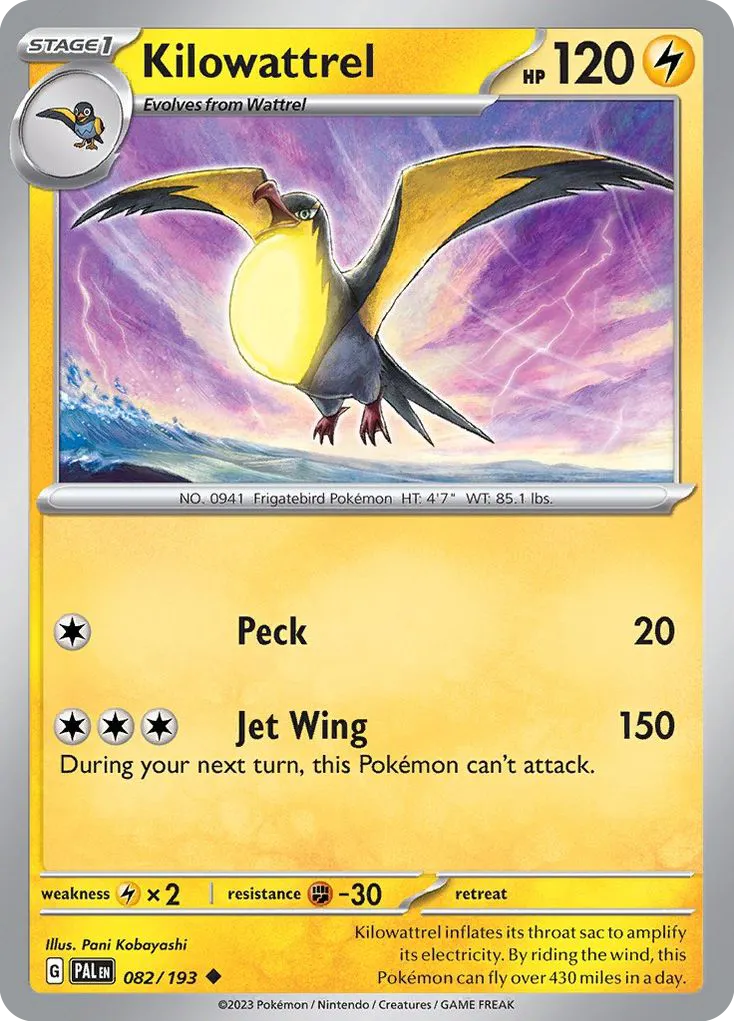 2023 Paldea Evolved Kilowattrel Uncommon #082/193 Uncommon card image