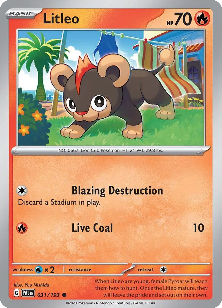 2023 Paldea Evolved Litleo Common #031/193 Common card image