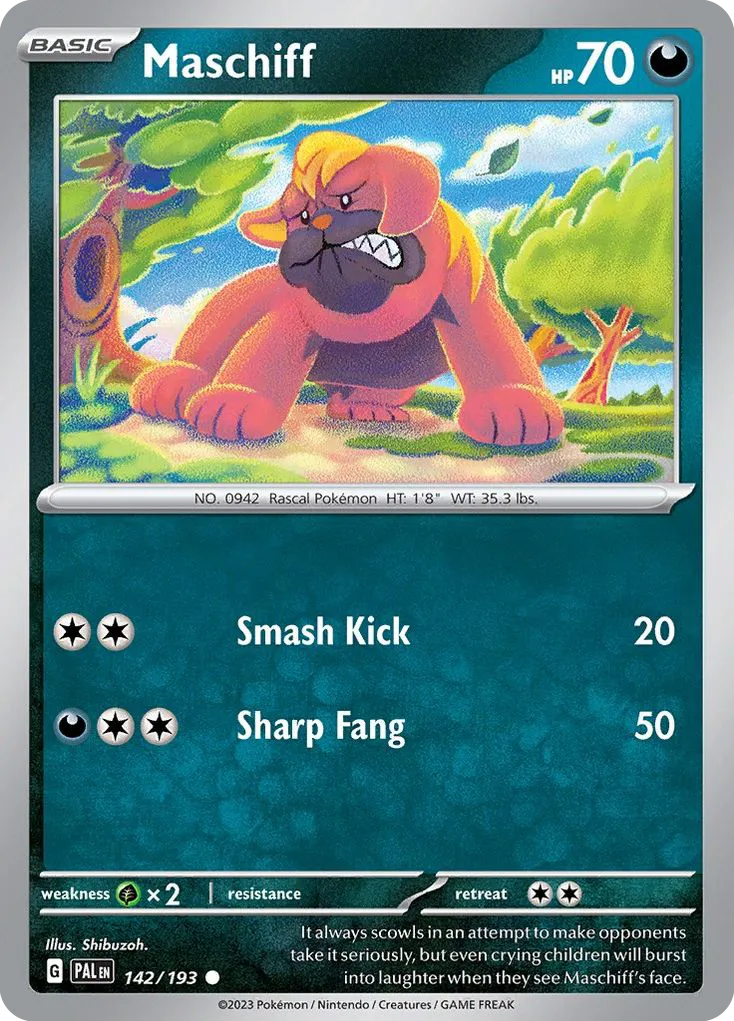 2023 Paldea Evolved Maschiff #142/193 Common card image