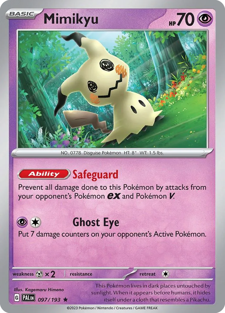 2023 Paldea Evolved Mimikyu Rare #097/193 Rare card image