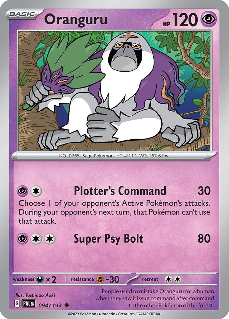 2023 Paldea Evolved Oranguru #094/193 Uncommon card image