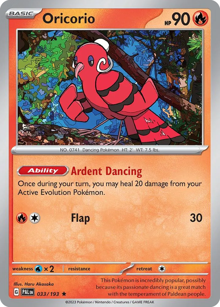 2023 Paldea Evolved Oricorio Rare #033/193 Rare card image