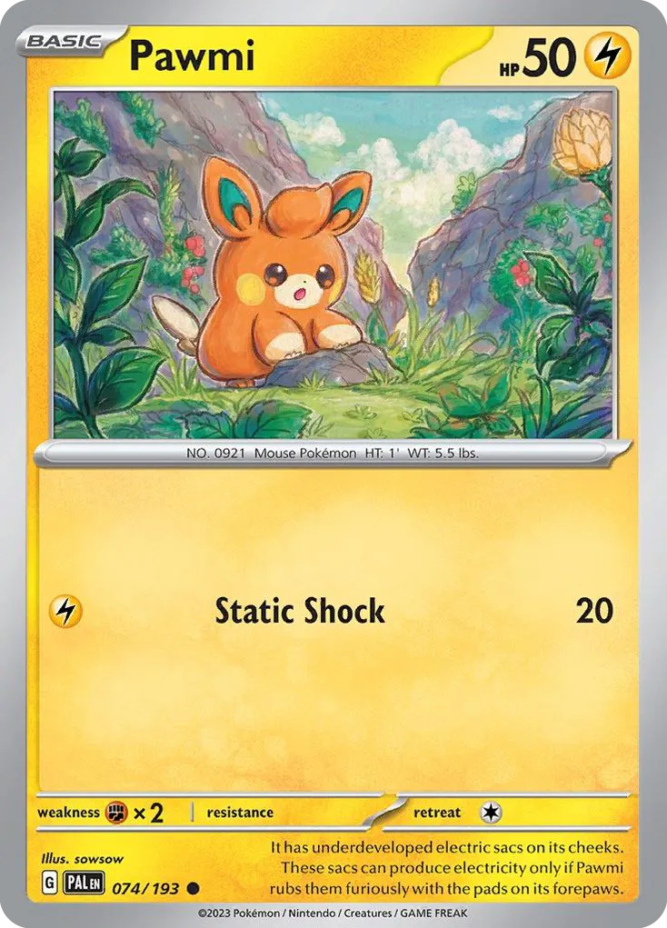 2023 Paldea Evolved Pawmi Common #074/193 Common card image