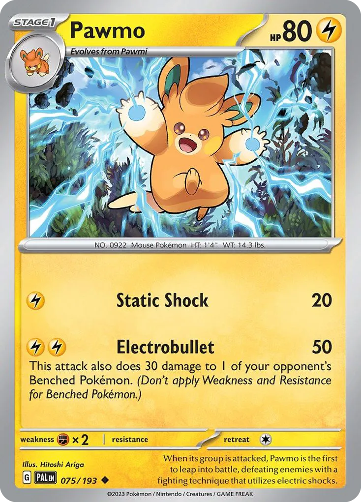 2023 Paldea Evolved Pawmo Uncommon #075/193 Uncommon card image