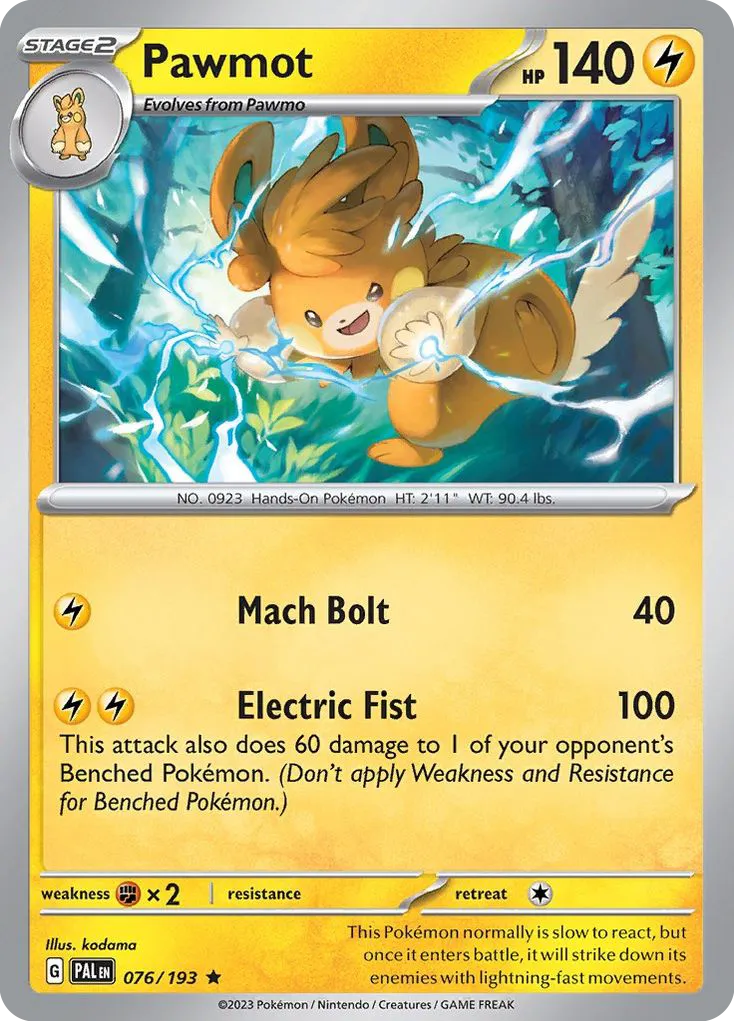2023 Paldea Evolved Pawmot #076/193 Rare card image