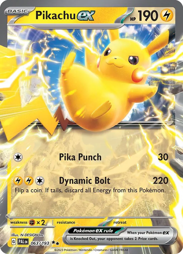 2023 Paldea Evolved Pikachu ex Double Rare #063/193 Double Rare card image