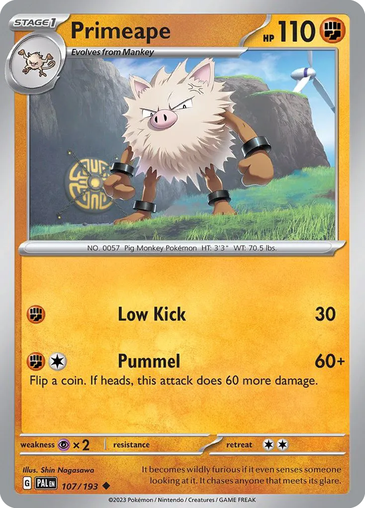 2023 Paldea Evolved Primeape Uncommon #107/193 Uncommon card image