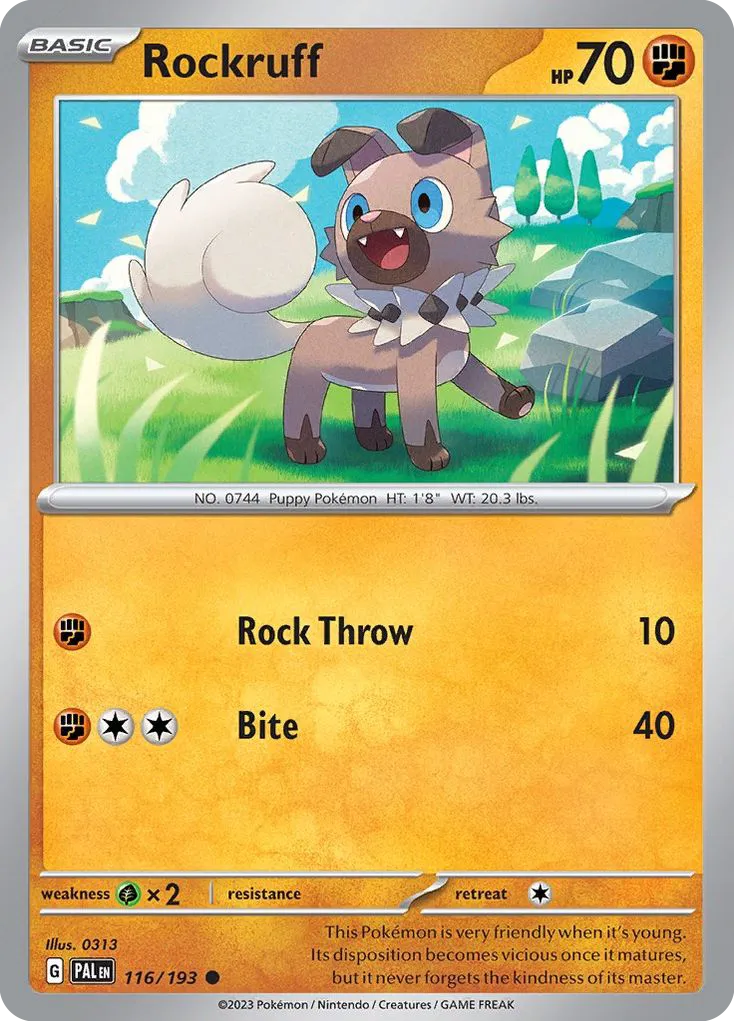 2023 Paldea Evolved Rockruff Common #116/193 Common card image