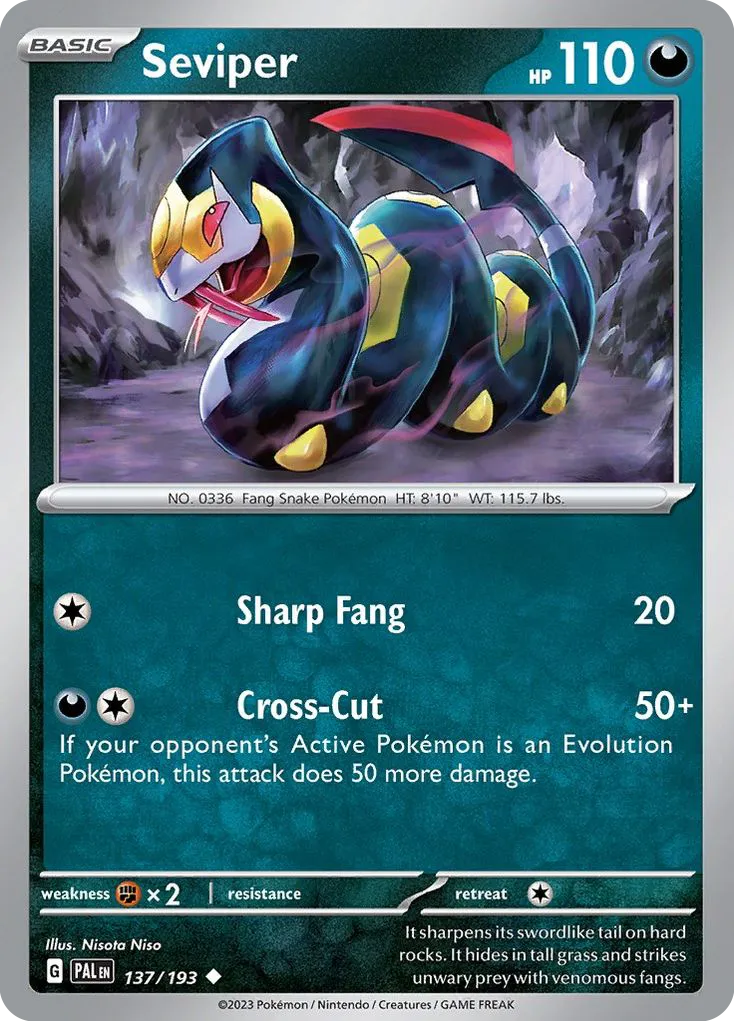 2023 Paldea Evolved Seviper Uncommon #137/193 Uncommon card image