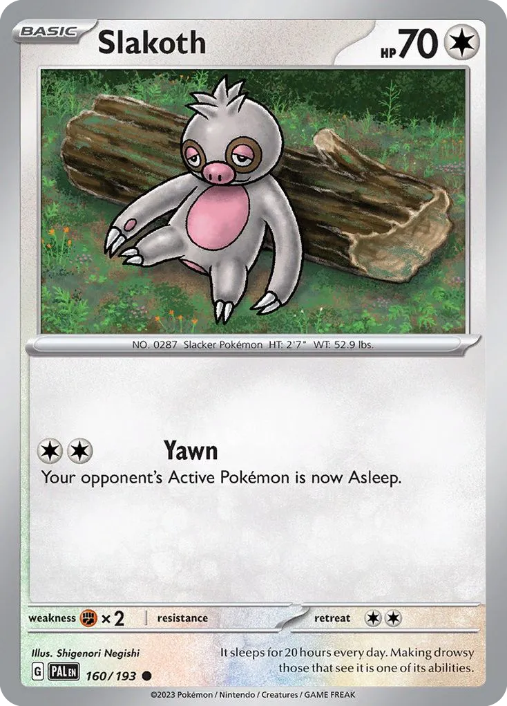 2023 Paldea Evolved Slakoth Common #160/193 Common card image