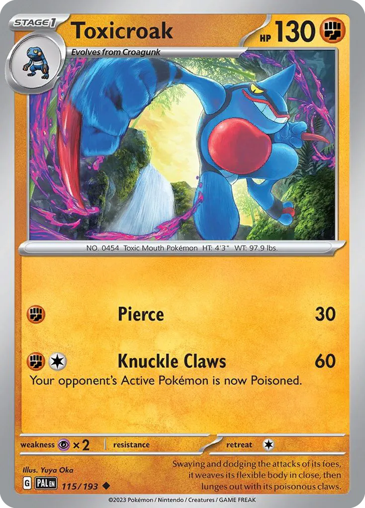 2023 Paldea Evolved Toxicroak Uncommon #115/193 Uncommon card image