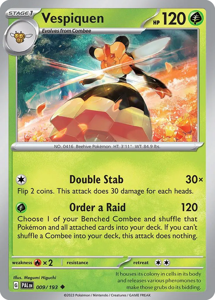 2023 Paldea Evolved Vespiquen Uncommon #009/193 Uncommon card image