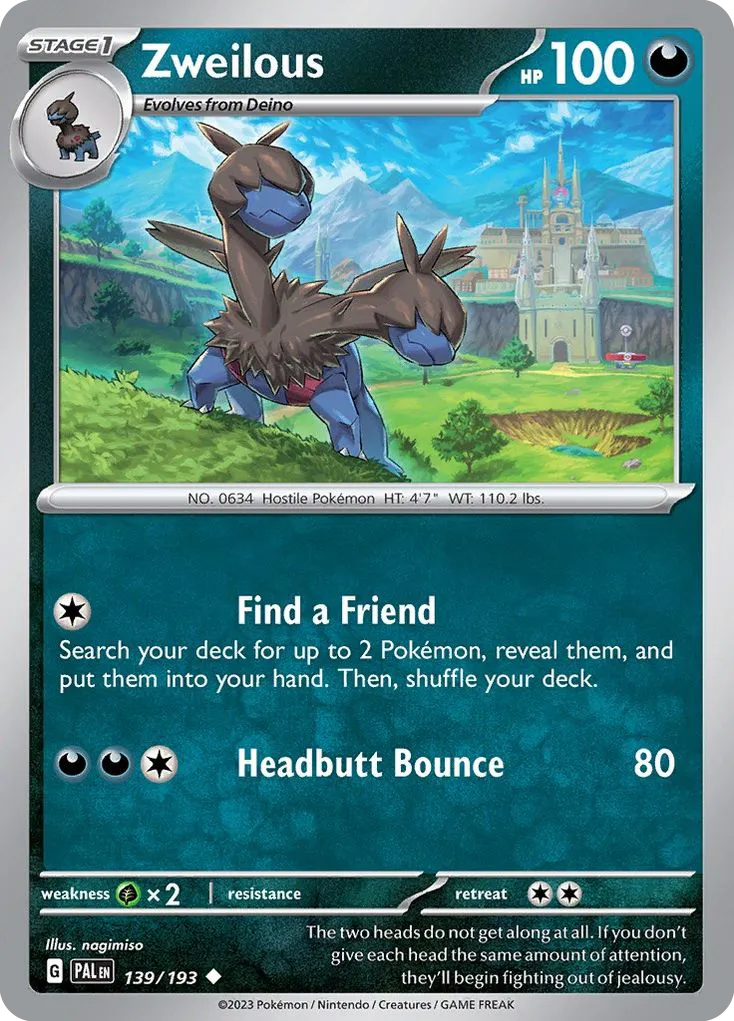 2023 Paldea Evolved Zweilous Uncommon #139/193 Uncommon card image