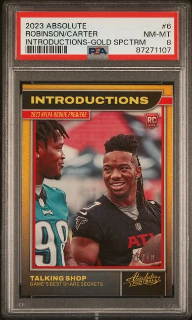 2023 Panini Absolute Bijan Robinson/Jalen Carter Introductions Gold Spectrum #6 card image