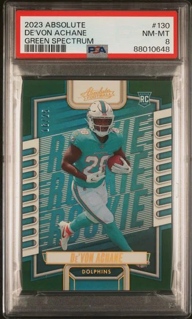2023 Panini Absolute De'Von Achane Green Spectrum #130 card image