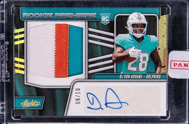 2023 Panini Absolute De'Von Achane Premiere Materials Autos #RPMA-DA card image