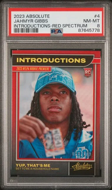 2023 Panini Absolute Jahmyr Gibbs Introductions Red Spectrum #4 card image