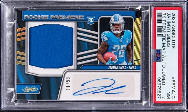 2023 Panini Absolute Jahmyr Gibbs Premiere Materials Autograph Jumbo #RPMA-JG card image