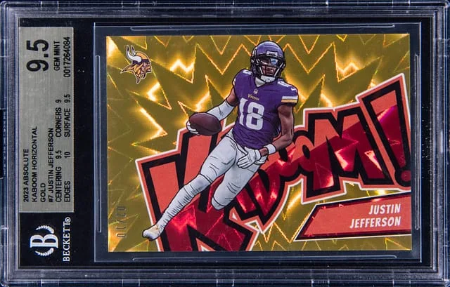 2023 Panini Absolute Justin Jefferson Kaboom! Horizontal Gold #7 card image