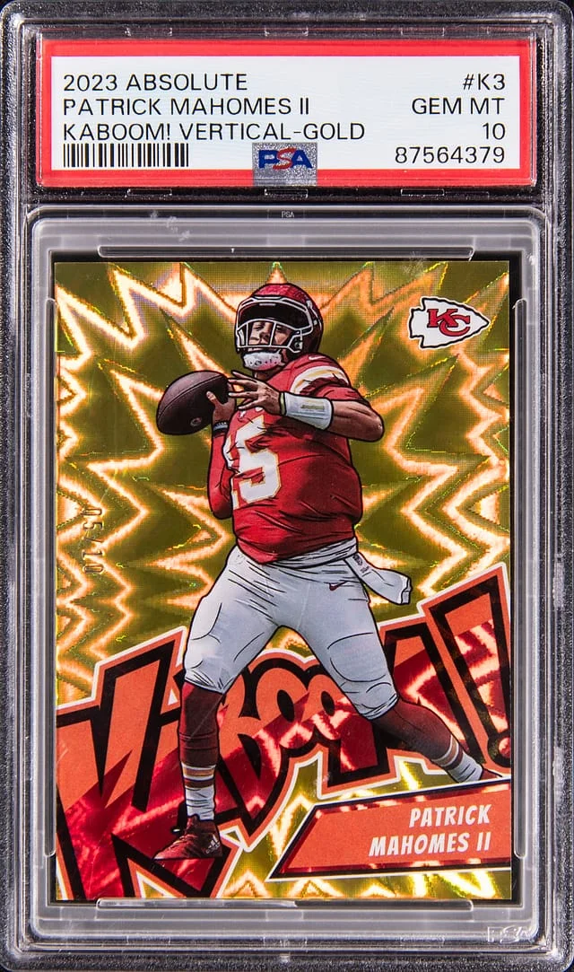 2023 Panini Absolute Patrick Mahomes II Kaboom! Vertical Gold #K3 card image