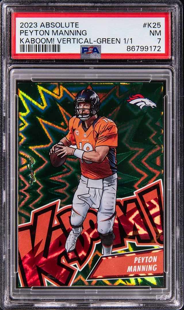 2023 Panini Absolute Peyton Manning Kaboom! Vertical Green #K25 card image