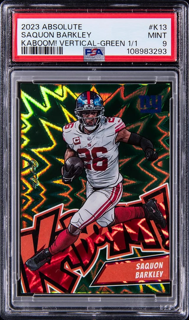 2023 Panini Absolute Saquon Barkley Kaboom! Vertical Green #K13 card image